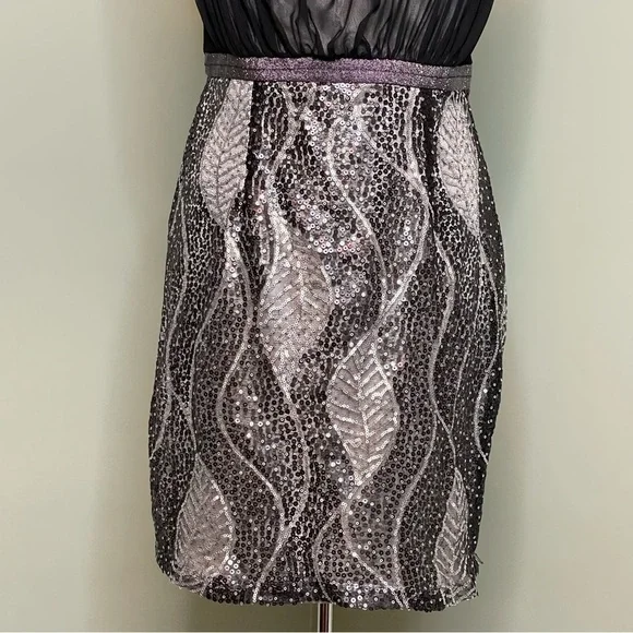 Jax Sheer & Sequin Sheath Dress Black & Silver Size 10 - Picture 3 of 11